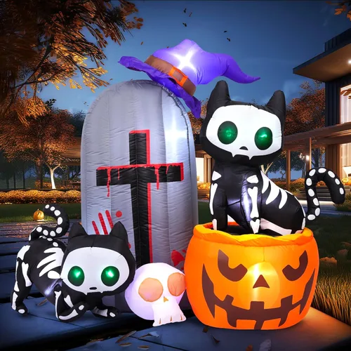 Vista 10 de Max Fun 7FT Halloween Inflatables Pumpkin Decorations with LED Build-in Halloween Yard Decoration Blow Up Inflatables for Outdoor Indoor Garden Lawn