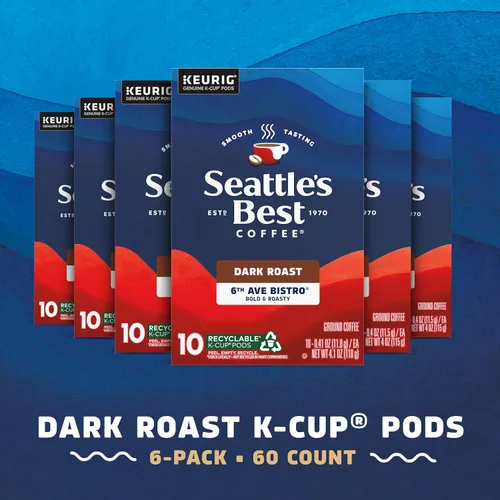 Vista 2 de Seattle's Best Coffee, Cápsulas de café K-Cup de tostado oscuro, 6th Ave Bistro, 100% arábica, 6 cajas (60 cápsulas en total)