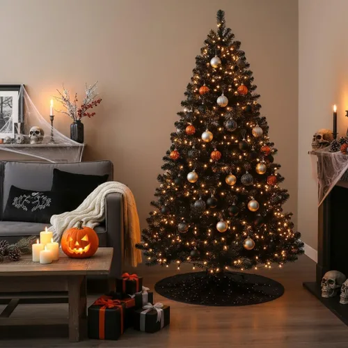 Vista 6 de SHATCHI Árbol artificial imperial negro de 4 pies, 230 puntas, árbol artificial con soporte de metal