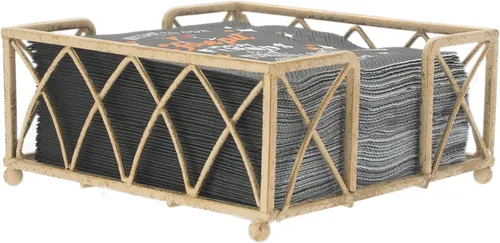 Vista 3 de Boston International - Organizador para servilletas de cóctel con diseño de arco, Castaño envejecido