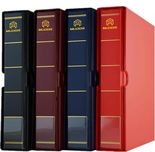 Vista 5 de MUDOR Carpeta de sellos con funda, álbumes de colección de sellos vacíos Negro