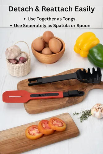 Vista 6 de Espátula de silicona 8 en 1 para utensilios de cocina, espátula antiadherente resistente al calor, espátula ranurada, servidor, cortadora