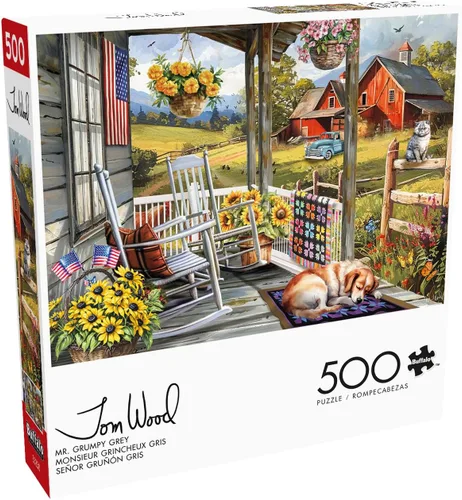 Vista 3 de Buffalo Games - Mr. Grumpy Grey - Rompecabezas de 500 piezas para adultos