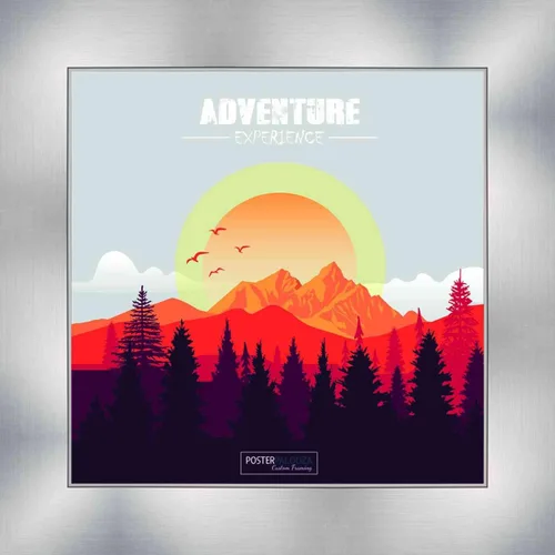 Vista 5 de Poster Palooza 5x5 Inch Contemporary Silver Complete Wood Square Picture Frame with UV Acrylic Plexiglass, Foam Board Backing & Hardware Included