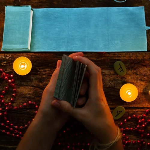 Vista 4 de Zhengmy 4 piezas de Tarot Wrap Almacenamiento Holder Spread Cloth para Oracle Decks