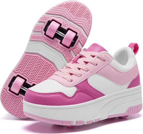 Vista 14 de Zapatillas con ruedas para patinar para niños, niñas y niños, con ruedas desmontables y estilo de moda