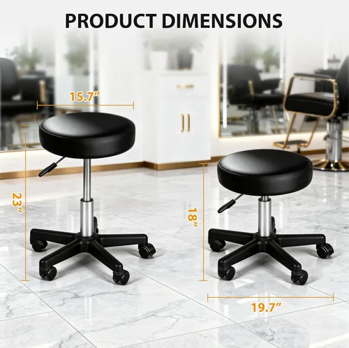 Vista 3 de Nova Microdermabrasion Taburete giratorio con ruedas, taburete giratorio ajustable para dibujar tatuajes, silla de oficina para barra de masaje