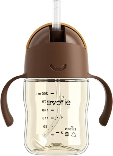 Vista 16 de Evorie Tritan - Vaso para beber con popote con peso con asas para bebés y niños pequeños, botella de agua a prueba de derrames con popote para 6