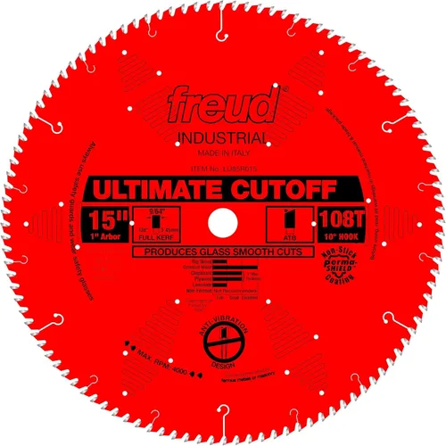 Freud LU85R008 - hoja de sierra de corte Ultimate, 8 pulgadas, 64 dientes, corte ATB fino y desgarro con eje de 58 pulgadas y revestimiento de
