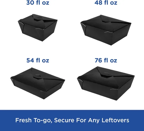Vista 6 de Karat Paper to Go Boxes [30 oz - 450 ct] Resistente a fugas, microondas, resistentes a la grasa y apilables, color negro