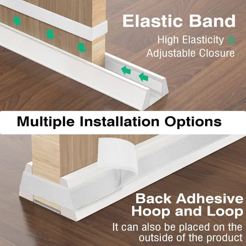 Vista 12 de Lewondr Door Draft Stopper 36 Inch Waterproof Under Door Draft Noise Blocker Soundproof Cuttable Trapezoid Strong Adhesive Weather Stripping Door