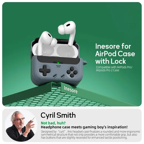 Vista 5 de Inesore for Airpods Pro 2nd Generation Case Cover with Cleaner Kit,with Lock for Airpods Pro Case Cover,Classic Cool Funny Game Console Hard Air Pod
