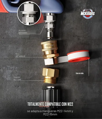 Vista 8 de McKillans® Swivel Gun Pro - Mango de agua giratorio de alta presión con enchufe macho de 3/8" y acoplador de conector rápido de 1/4" - Pistola