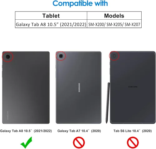 Vista 2 de JETech Funda para Samsung Galaxy Tab A8 de 10.5 pulgadas 2022 (SM-X200/X205/X207), cubierta protectora con soporte delgado y ligero para tablet