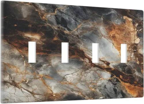 Vista 446 de Cubiertas de salida de impresión de líneas doradas de granito de mármol marrón, 1 palanca y 1 combinación basculante, placa decorativa de pared