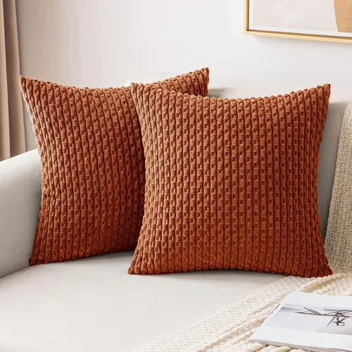 Vista 51 de MIULEE - Juego de 2 fundas decorativas para cojines, de pana suave y con estilo campestre y bohemio a rayas, para decorar hogar, sofá, cama, sala