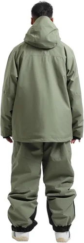 Vista 2 de GSOU SNOW Mens Ski Jacket and Pants Set Baggy Snowboard Suit Ski Snowsuit Snow Bibs Waterproof Hooded