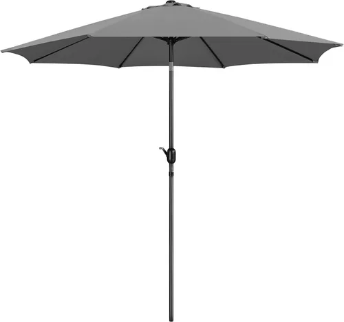 Vista 14 de Yaheetech Sombrilla de patio de 7.5 pies con 6 varillas resistentes, botón de inclinación y manivela para jardín, césped, cubierta, patio, piscina