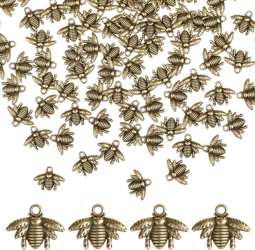 QXUJI - 100 dijes de aleación de abeja para hacer joyas, dijes de abeja de metal, para collares, pulseras, aretes, accesorios de fabricación de joyas