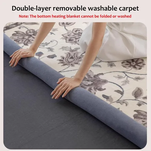 Vista 3 de Graphene Electric Heating Carpet - 60-Level Adjustable Heated Floor Mat, Washable Area Rug with Timer, Large 120x200cm (47.2x78.7''), Ideal for Home