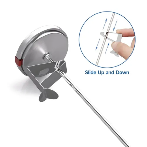 Vista 4 de Termómetro de caramelo y termómetro para freír con esfera grande de 2 pulgadas, sonda de acero inoxidable de 9 pulgadas, guía de temperatura