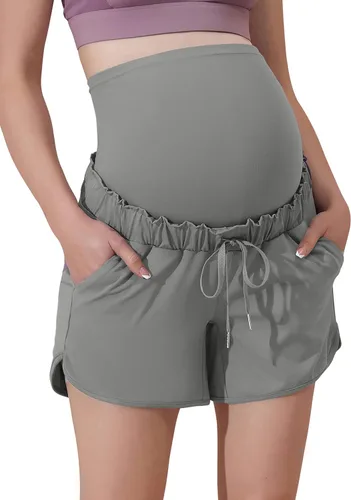 Maacie Maternity High Waist Shorts Drawstring Workout Shorts with Pockets