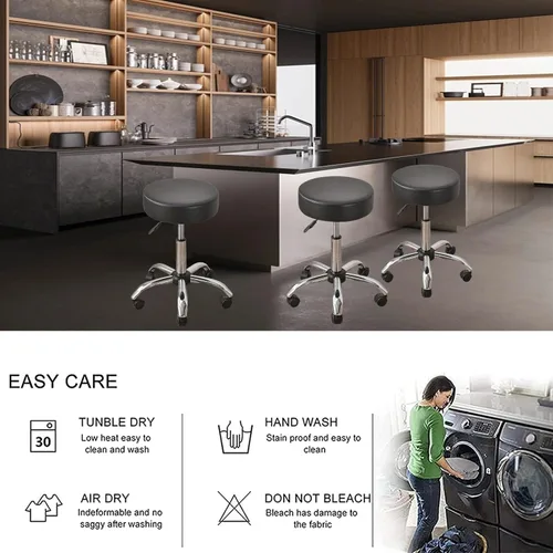 Vista 6 de HAOYONG Juego de 4 fundas redondas para taburetes de bar, impermeables, de poliuretano, fundas elásticas para taburetes de bar, fundas para sillas