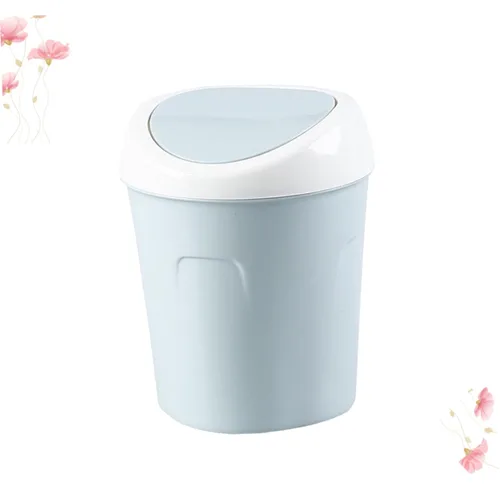 Vista 5 de Bote de basura de plástico para mostrador, mini botes de basura con tapa con tapa, papeleras de plástico abatibles, papelera de escritorio, papelera