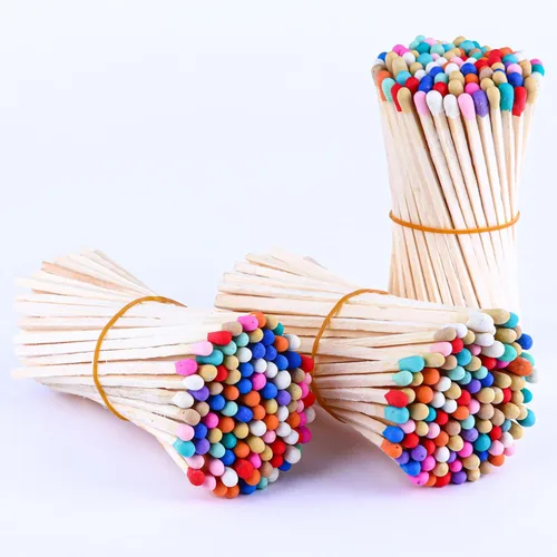 Vista 2 de 100 fósforos decorativos de arcoíris de 3 pulgadas, fósforos de seguridad de madera largos de lujo premium para velas con Match Striker