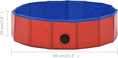Vista 9 de SKM Piscina Plegable para Perros Rojo 31.5"x7.9" PVC