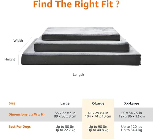 Vista 8 de Yaxa Basics Cama para perros con espuma viscoelástica de gel refrescante, soporte de alivio de presión para perros de hasta 90 libras, parte