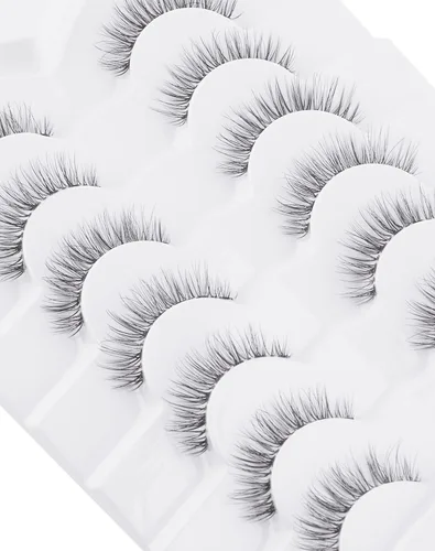 Vista 6 de Jiocolor Pestañas naturales pestañas postizas finas pestañas postizas cortas aspecto natural banda transparente pestañas postizas tira pestañas