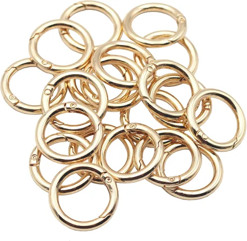 Vista 10 de JWBIZ 15 anillos tóricas de resorte gatillo con clip de mosquetón redondo para llaveros, hebilla, bolsas, monederos, Oro