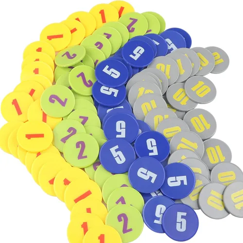 Vista 19 de Juego de 100 fichas de póquer – Monedas circulares de plástico de 1.58 pulgadas para juegos y contar, 0.16 oz cada una, accesorios perfectos
