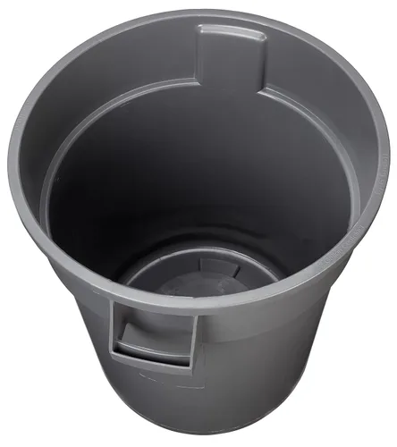 Vista 4 de AmazonCommercial - Cubo de basura redondo resistente de 32 galones, gris, paquete de 2