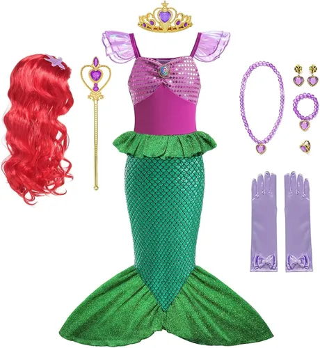 Kidswant - Elegante disfraz de princesa para niñas, vestido lujoso, para fiesta, para cosplay, con accesorios, tallas de 2 a 12años
