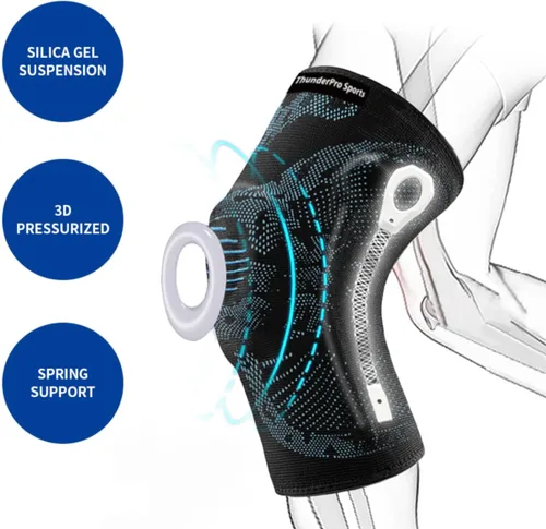 Vista 4 de Knee Brace, Compression Knee Sleeve, Knee Support, Men & Women for Knee Pain, Workout, Running, Arthritis, and Recovery, with Patella Gel Pad & Side