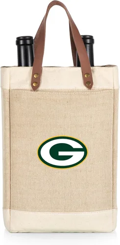 Vista 22 de PICNIC TIME NFL Pinot - Jute 2 Bottle Insulated Wine Bag - Wine Tote Bag - Wine Gift Bag, (Beige)