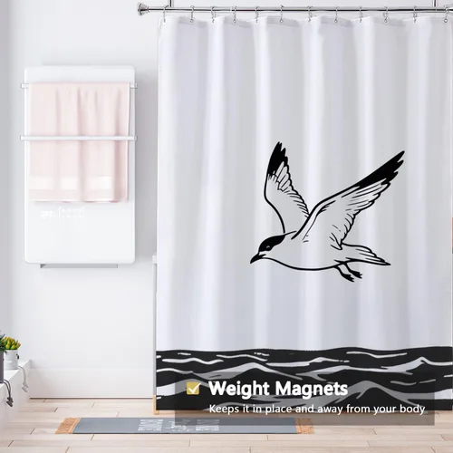 Vista 4 de LLSCL Forro de cortina de ducha de tela con imanes, calidad de hotel impermeable, 72 x 72 pulgadas, lavable a máquina