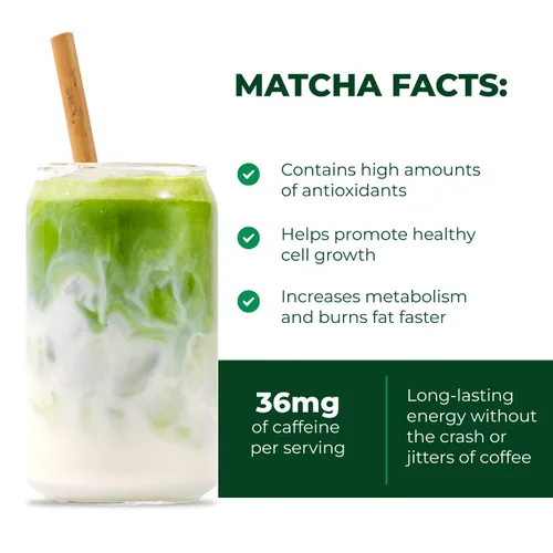 Vista 3 de Tenzo Matcha - Polvo de té verde BetterBoost (1.06 onzas) con batidor de bebidas