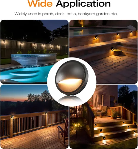Vista 8 de CLOUDY BAY [Pack de 6] Luces LED de Cubierta de Bajo Voltaje de 3CCT para Exteriores, 2700K/3500K/5000K Seleccionables, Luz para Escalera, Valla