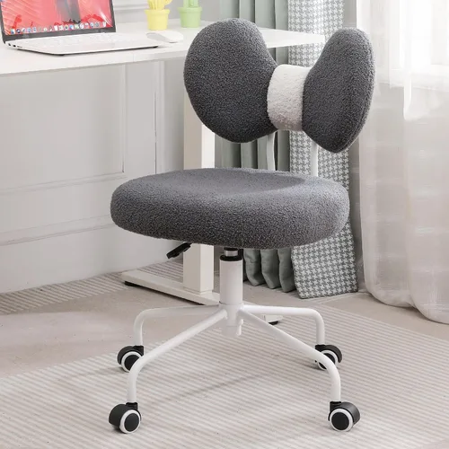 Bonita silla de escritorio con respaldo, cómoda silla de oficina pequeña con ruedas, silla giratoria ajustable sin brazos para oficina en casa, sala