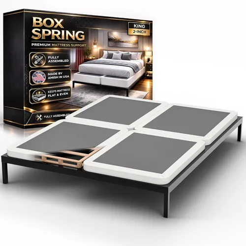 Vista 11 de Zayton, Box Spring Bed Base Twin Size, 2-Inch Wood Mattress Foundation - Amish Made in USA – Quiet Noise Free, 2-Pieces Under Mattress-Support