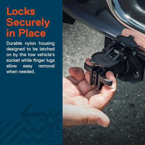 Vista 3 de ONLINE LED STORE True Mods Adaptador de remolque de 6 vías redondas a 4 vías planas [terminales de cobre niquelado] [carcasa de nailon robusto]