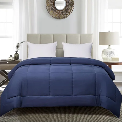 Vista 23 de Blue Ridge Home Fashions - Edredón sintético de microfibra para todas las estaciones, relleno de poliéster hipoalergénico, Algodón, Negro, gemelo