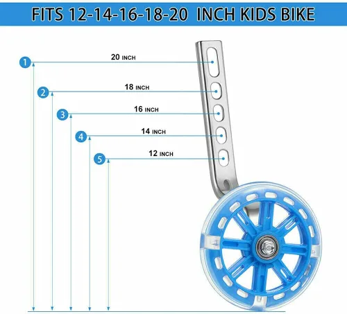 Vista 3 de Ruedas de entrenamiento para bicicleta de niños, 1 par de ruedas de entrenamiento de bicicleta con flash LED, ruedas de apoyo estabilizadoras