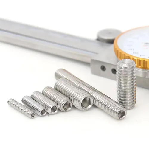 Vista 8 de Tornillos cónicos hexagonales M3-0.5 x 3 mm, punta plana, sin cabeza, rosca externa métrica, 304 acero inoxidable, punta cóncava sin cabeza, rosca