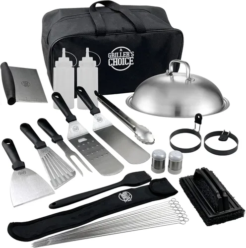 Vista 9 de Griller's Choice - Accesorios profesionales de parrilla de acero inoxidable, kit de accesorios para parrilla de parte superior plana, lavable a