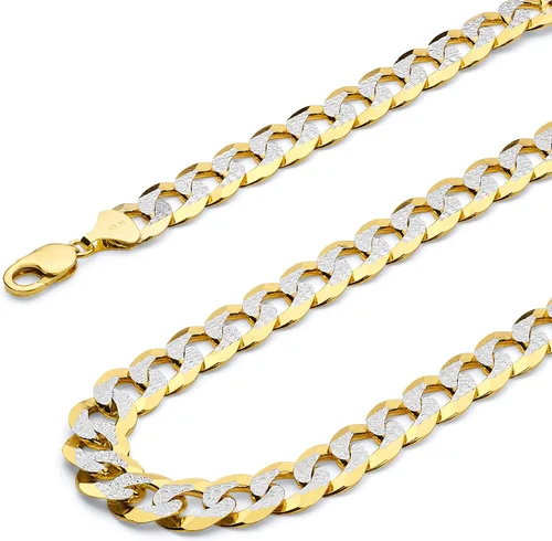 Vista 7 de Wellingsale Cadenas de eslabones cubanos de oro macizo de 14 quilates (opciones de selección)