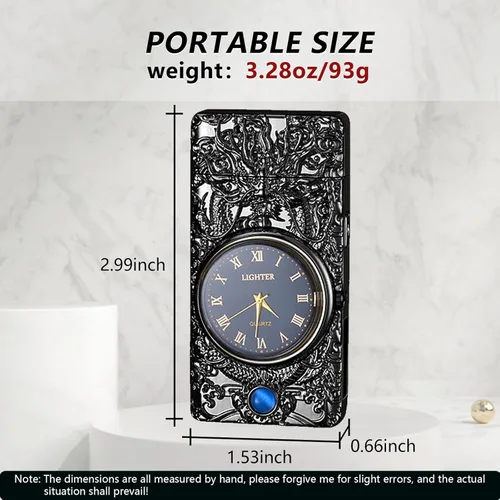 Vista 7 de BABOBIU Encendedor eléctrico de arco a prueba de viento, encendedor de dragón fresco sin llama, encendedores de plasma con linterna portátil